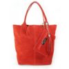 ZAMSZ NATURALNY WŁOSKA TORBA XL A4  SHOPPER BAG  SKÓRZANA CZERWONA